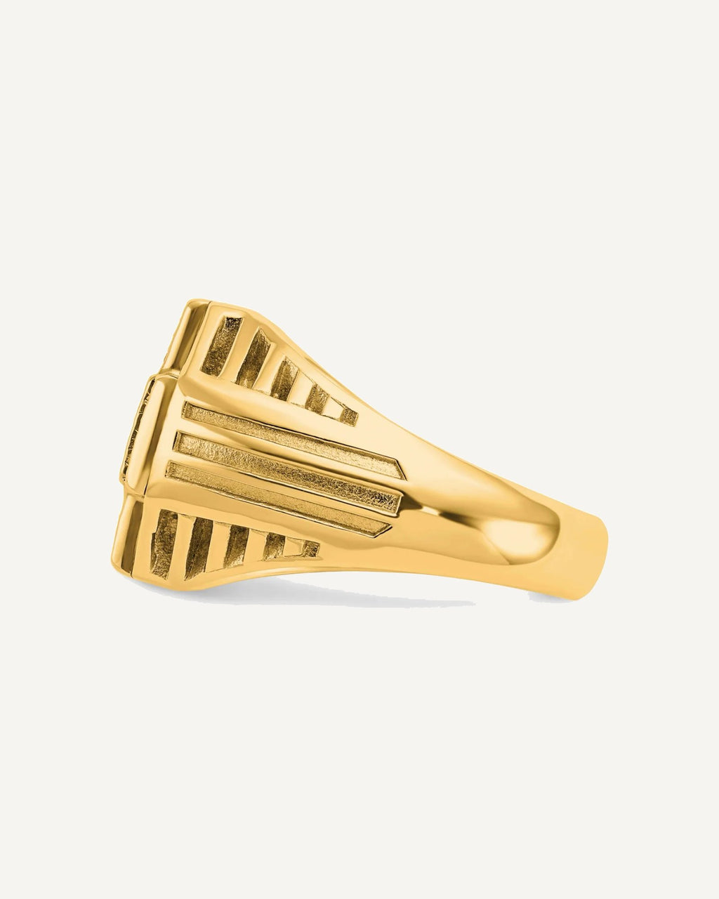 IBGoodman 10k Men's Polished Textured and Grooved Cross Cluster Ring Mounting – View 4