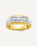 IBGoodman 14k Two-tone Men's Polished and Grooved 3-Stone 3/4 Carat AA Quality Diamond Ring – View 1