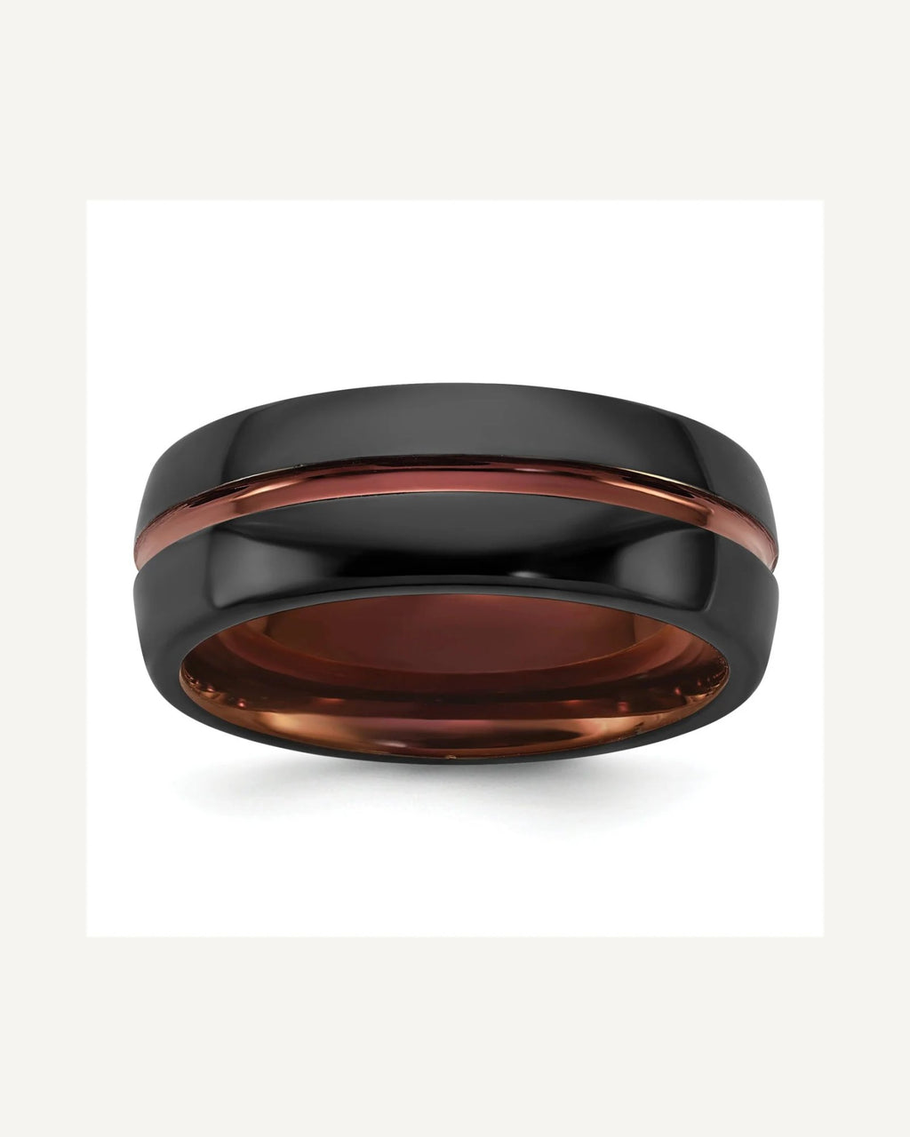 Ceramic Black Polished with Bronze IP-plated Center and Inside 8mm Band – View 1