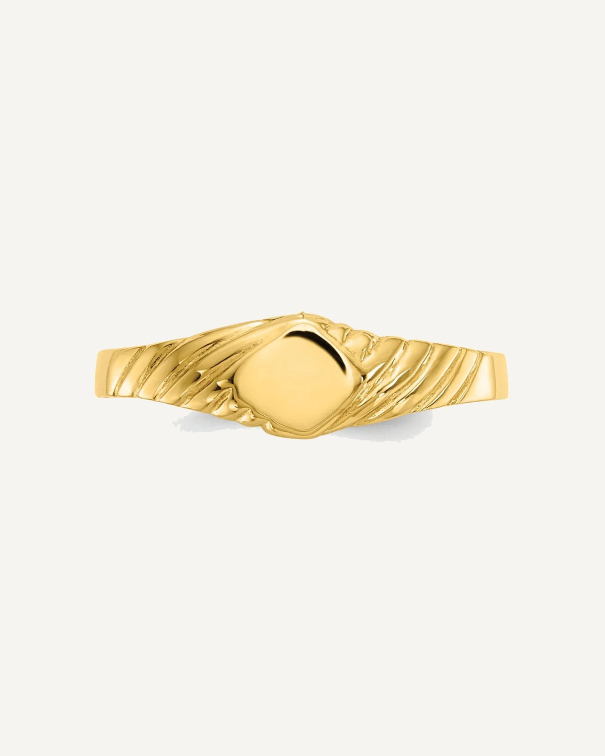 14k 5.0x5.0mm Open Back Size 3 Fancy Square Signet Ring – View 5