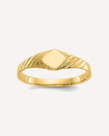 14k 5.0x5.0mm Open Back Size 3 Fancy Square Signet Ring – View 1