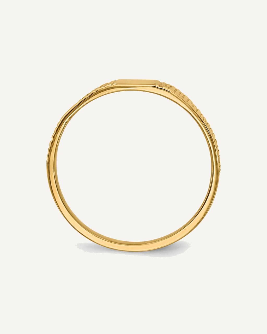 14k Polished and Ridged 3.5x2.25mm Closed Back Size 2 Rectangular Signet Ring – View 2