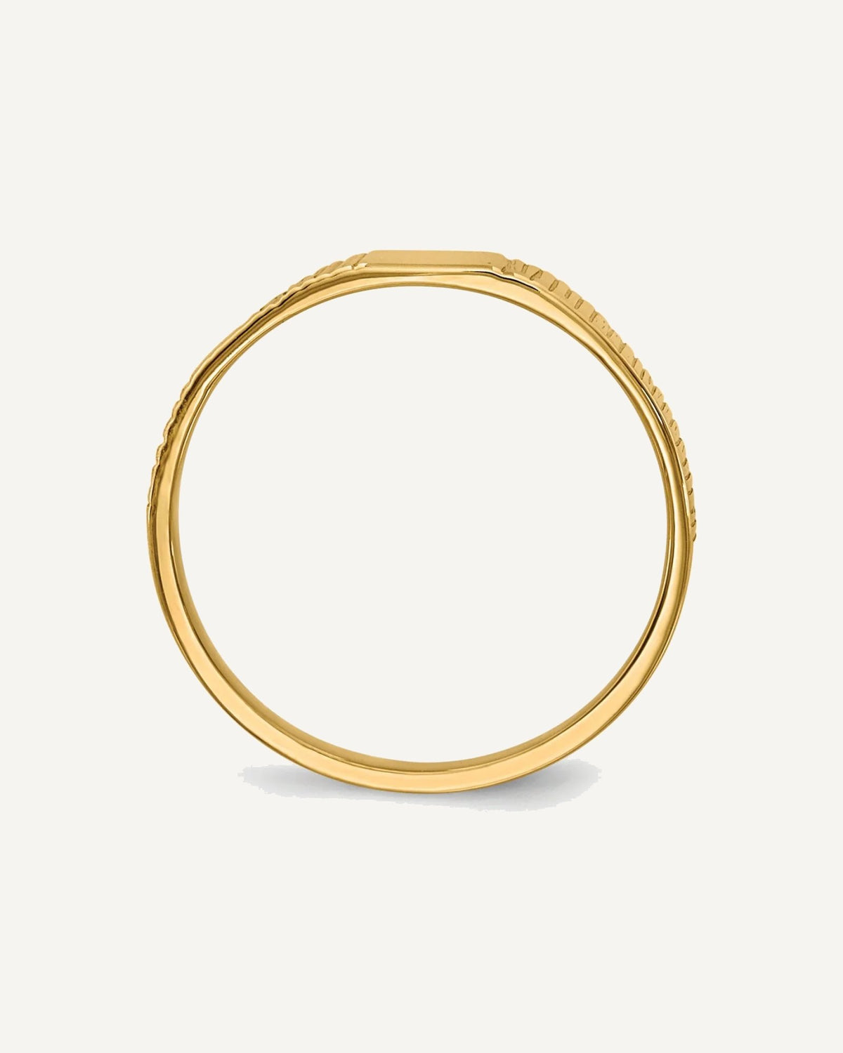14k Polished and Ridged 3.5x2.25mm Closed Back Size 2 Rectangular Signet Ring – View 2