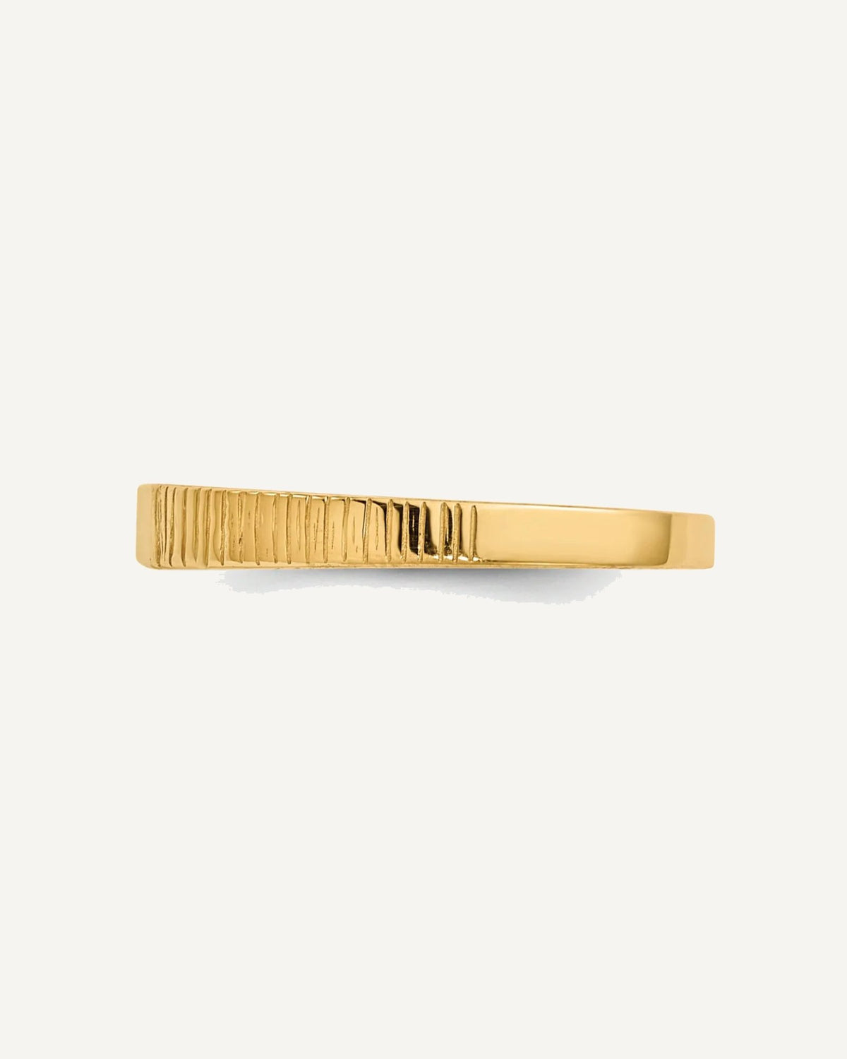 14k Polished and Ridged 3.5x2.25mm Closed Back Size 2 Rectangular Signet Ring – View 3