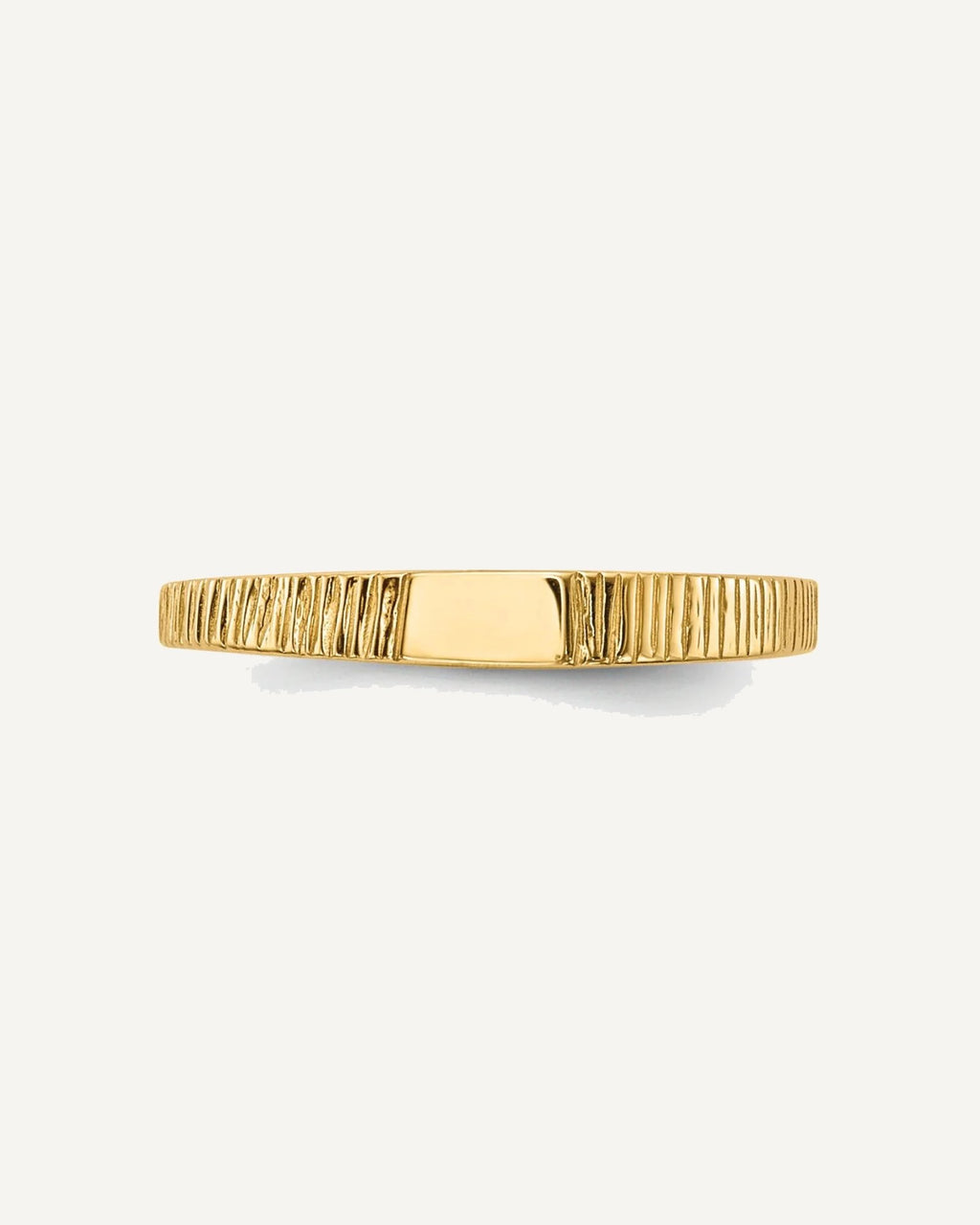 14k Polished and Ridged 3.5x2.25mm Closed Back Size 2 Rectangular Signet Ring – View 4