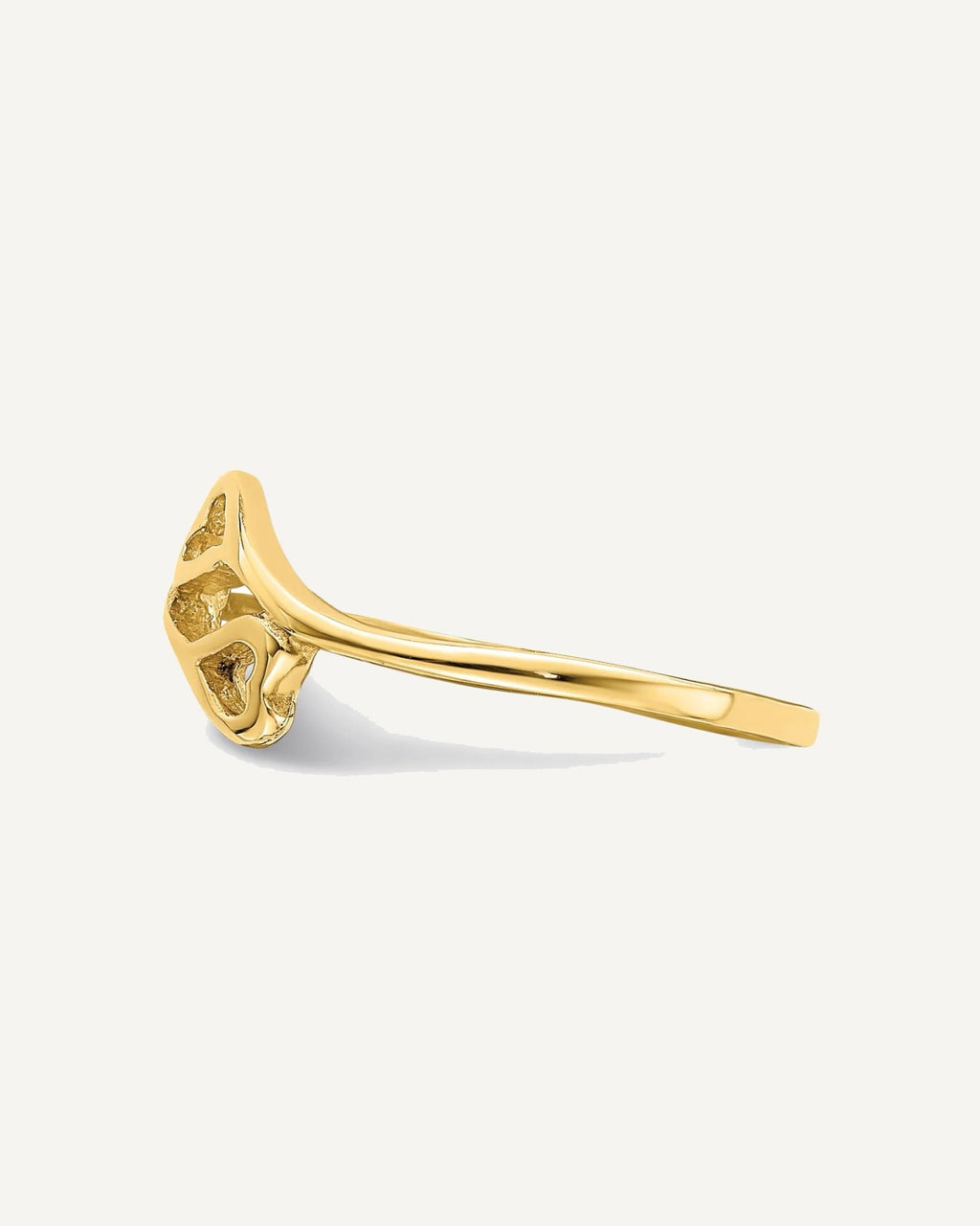 14k Double Heart Size 3 Bypass Ring – View 3
