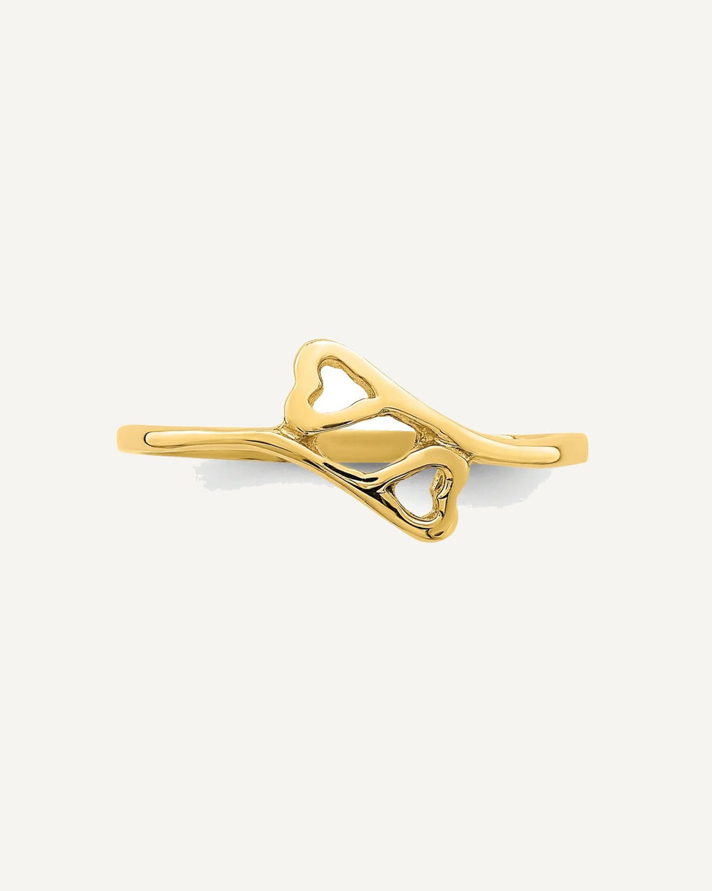 14k Double Heart Size 3 Bypass Ring – View 5