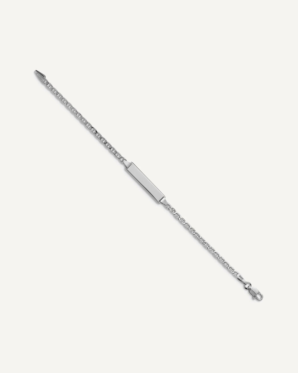 Semi-solid Anchor Link ID Bracelets — Polished, Rhodium – View 2