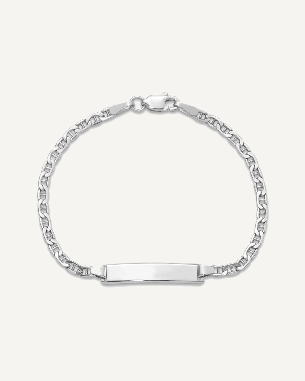 Semi-solid Anchor Link ID Bracelets — Polished, Rhodium – View 4