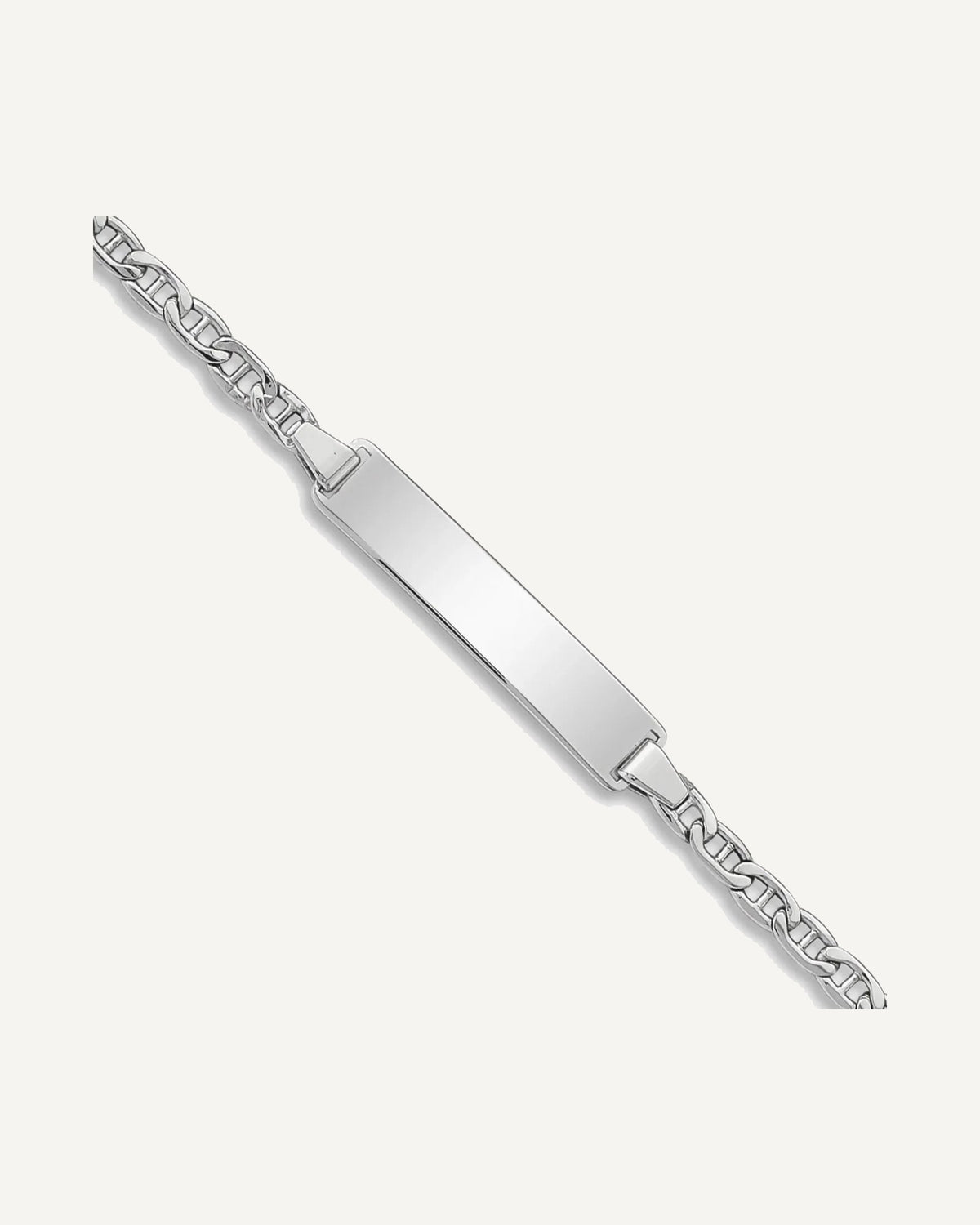Semi-solid Anchor Link ID Bracelets — Polished, Rhodium – View 5