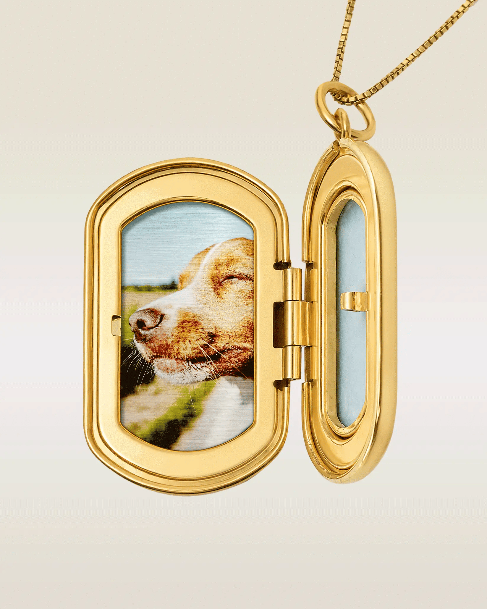 The locket shown open