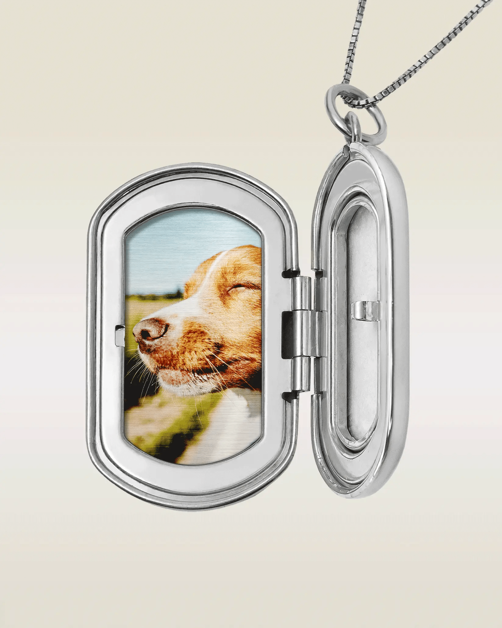 The locket shown open