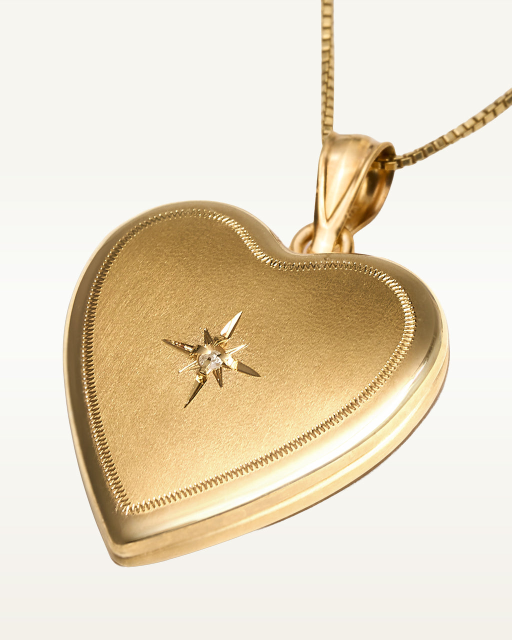 Yellow Gold Heart Photo Locket with Genuine Diamond
