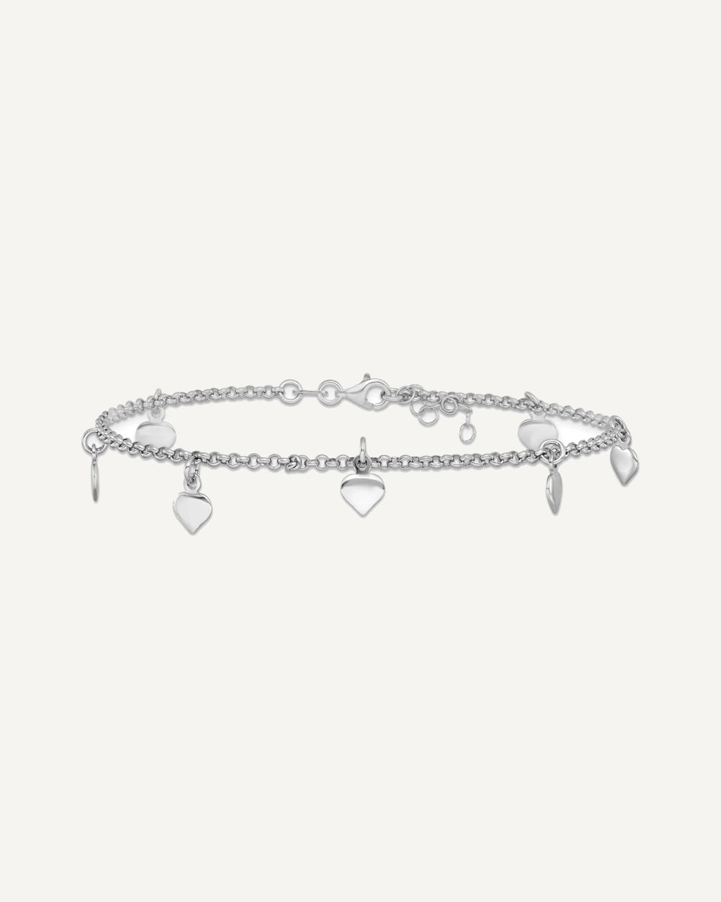 Leslie's Sterling Silver Rhodium-plated Heart Charms 9 inch Plus 1 inch Extender - Total 10 inch Anklet – View 3