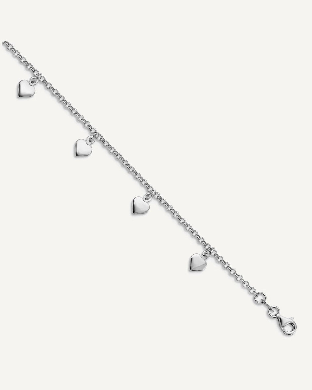 Leslie's Sterling Silver Rhodium-plated Heart Charms 9 inch Plus 1 inch Extender - Total 10 inch Anklet – View 1