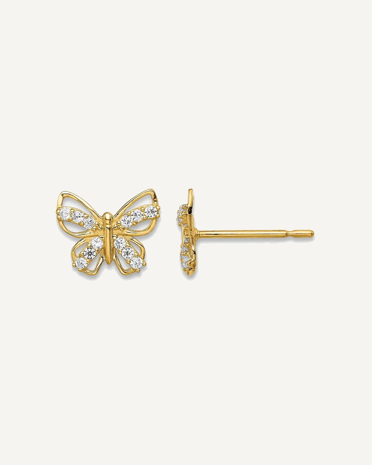 14k Madi K CZ Butterfly Post Earrings – View 1