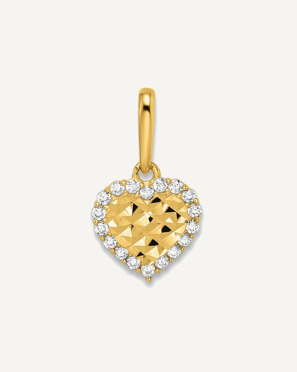 14k Madi K CZ Diamond Cut Heart Pendant – View 1