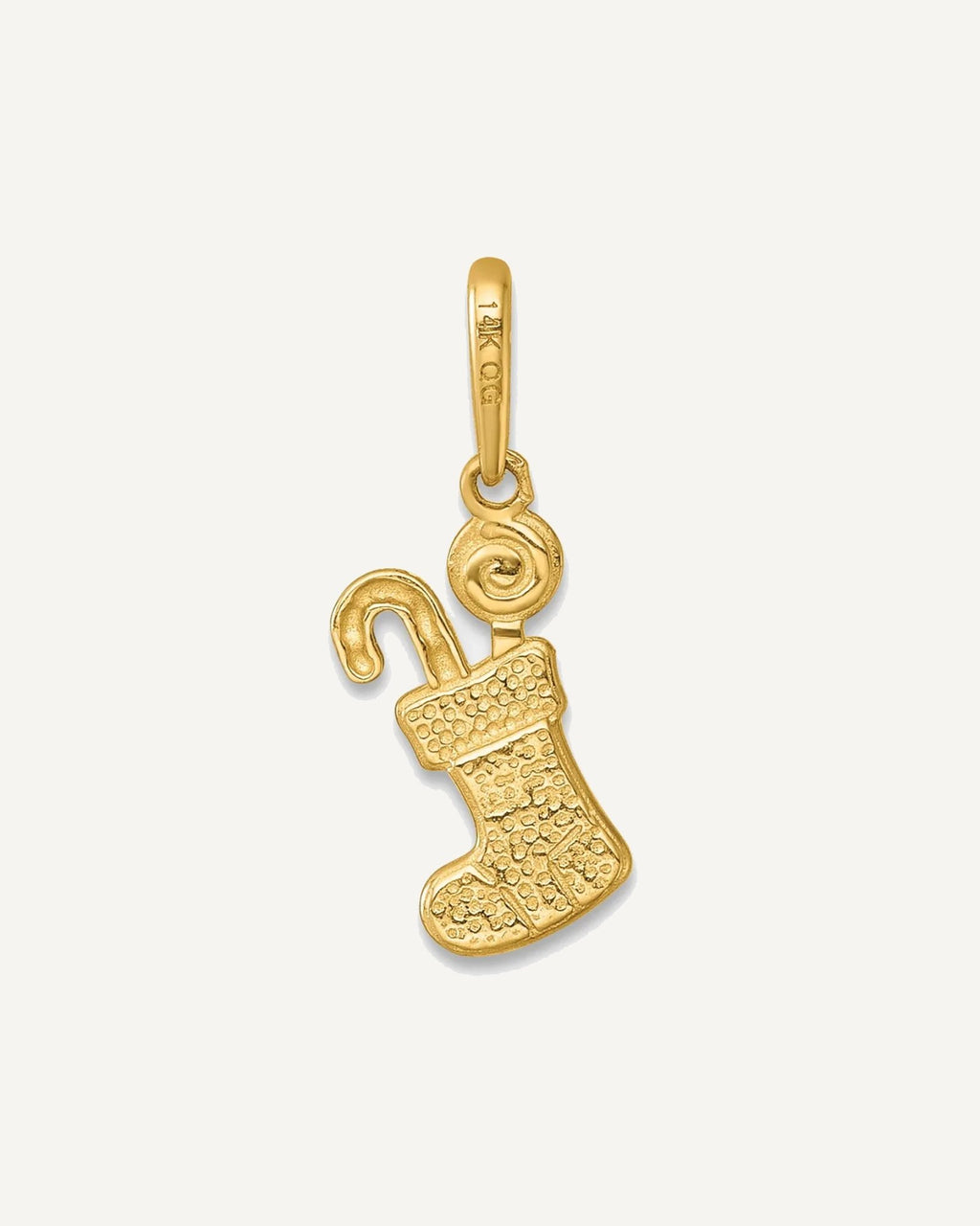14k Madi K Polished Red and White Epoxy Christmas Stocking with Candy Childrens Charm / Pendant – View 3