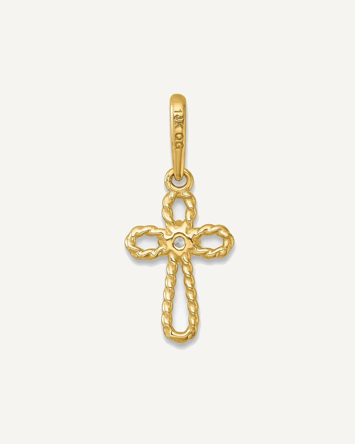 14k Madi K Polished and Twisted Fancy CZ Cross Childrens Charm / Pendant – View 3