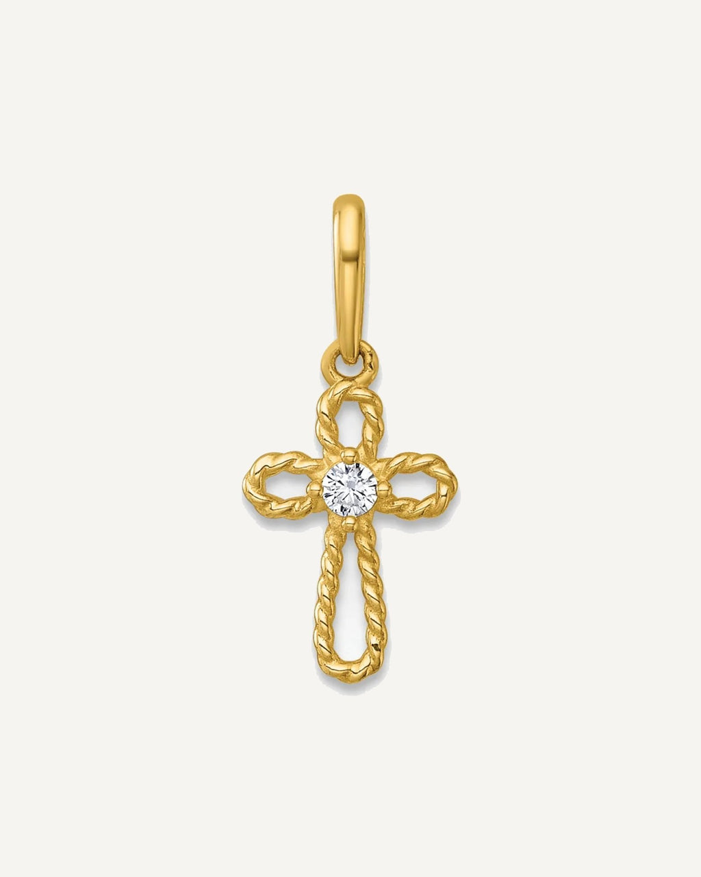 14k Madi K Polished and Twisted Fancy CZ Cross Childrens Charm / Pendant – View 1