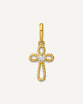 14k Madi K Polished and Twisted Fancy CZ Cross Childrens Charm / Pendant – View 1