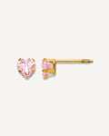 Gold Childrens CZ Heart Post Earrings – View 1
