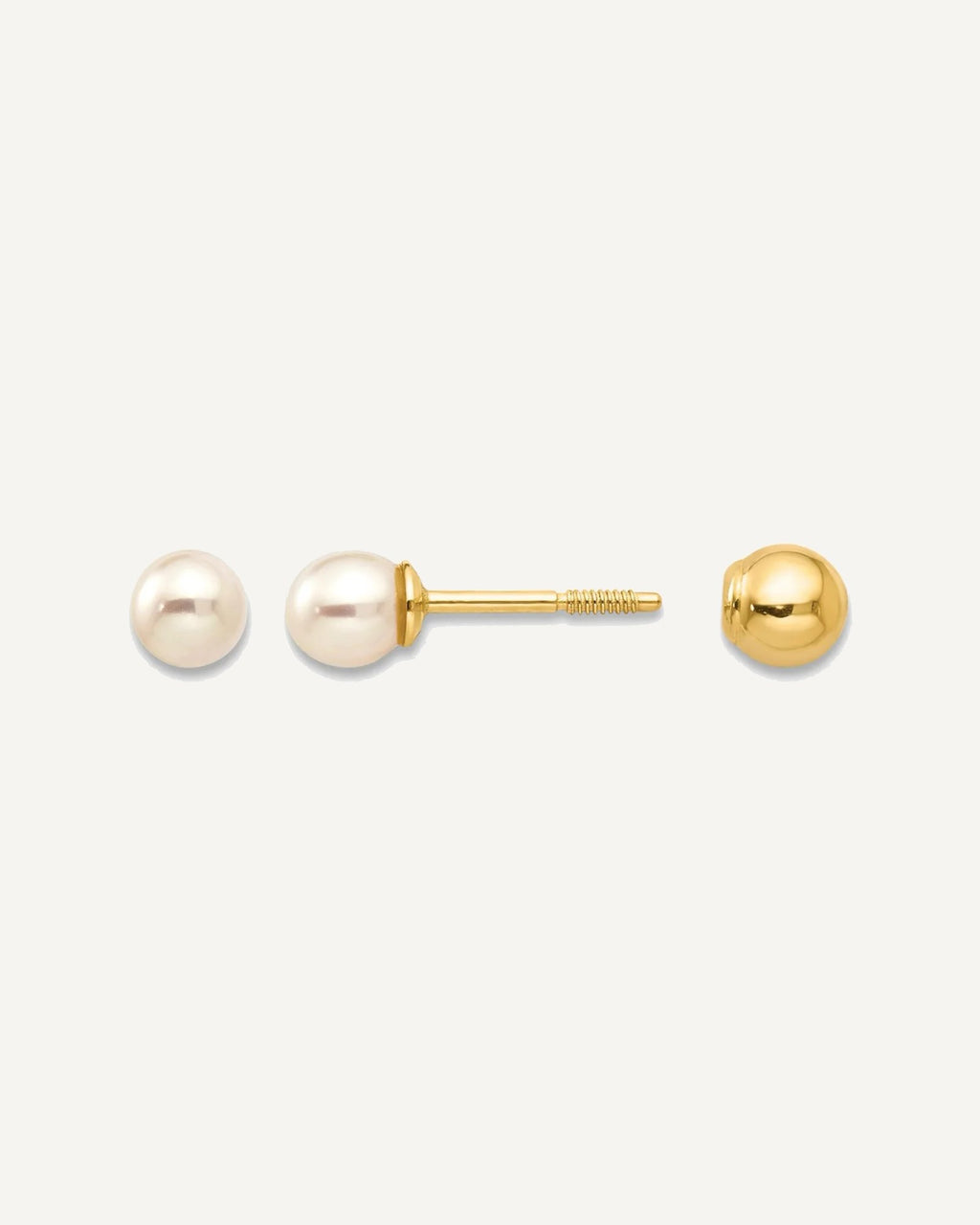 Gold Childrens Pearl Earrings – View 6