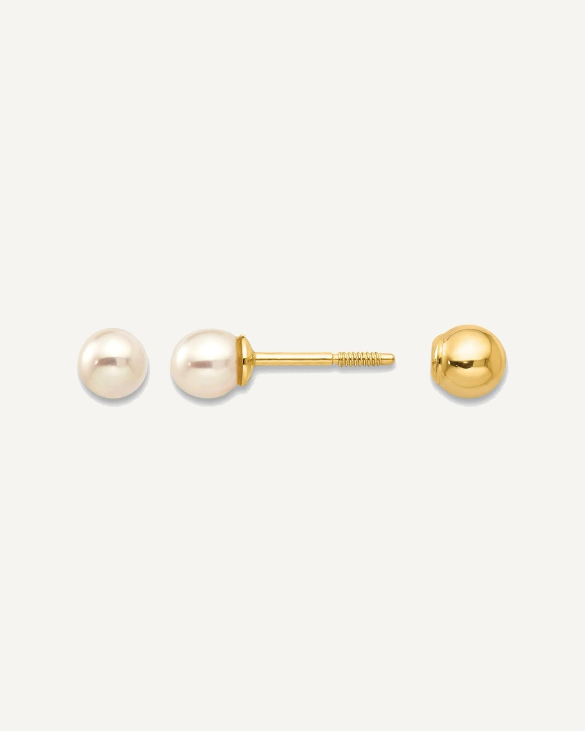 Gold Childrens Pearl Earrings – View 6