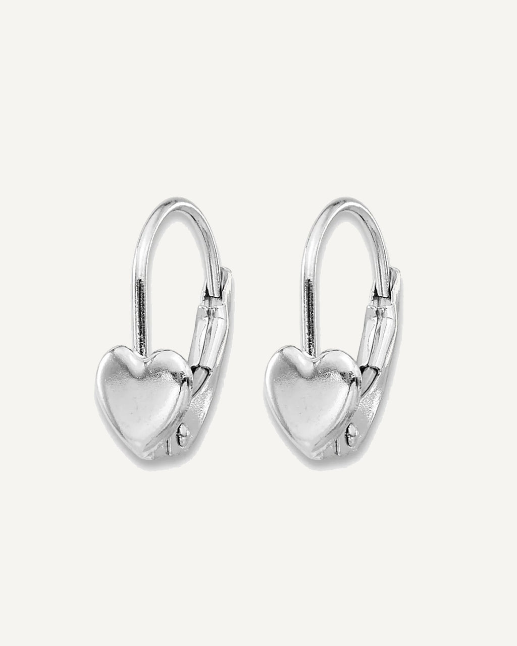Gold Childrens Heart Leverback Earrings – View 2