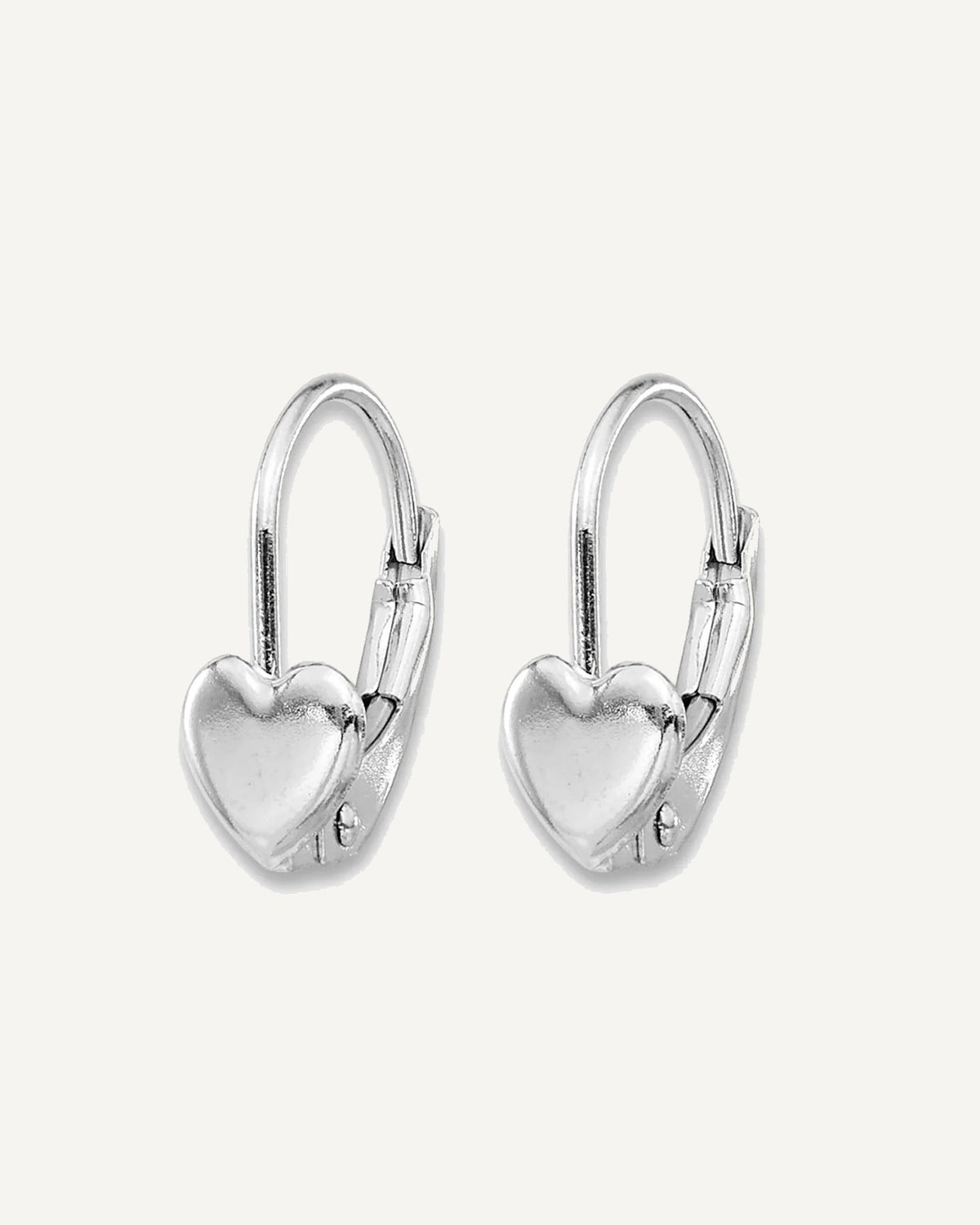 Gold Childrens Heart Leverback Earrings – View 2