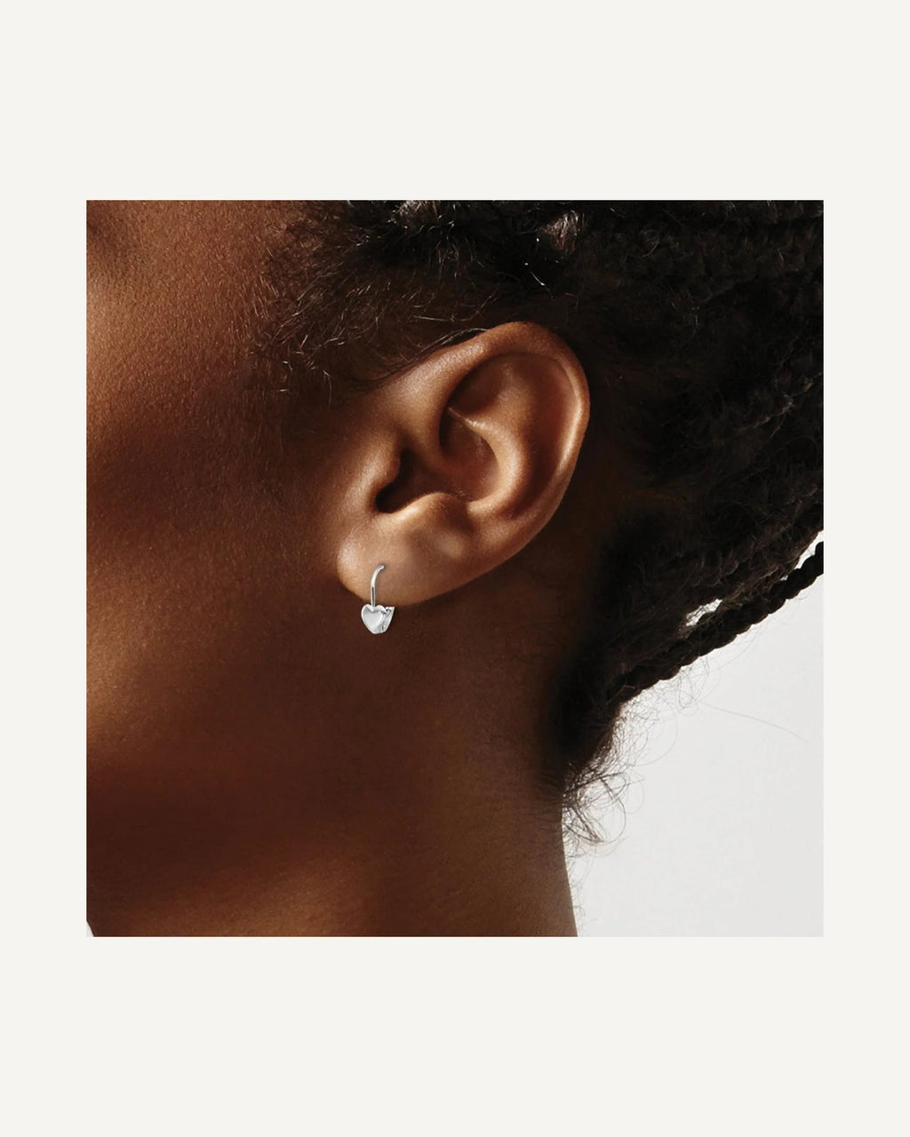 Gold Childrens Heart Leverback Earrings – View 3