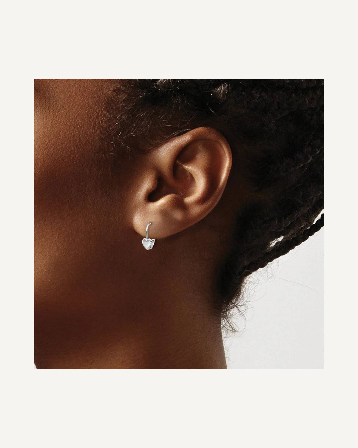 Gold Childrens Heart Leverback Earrings – View 3