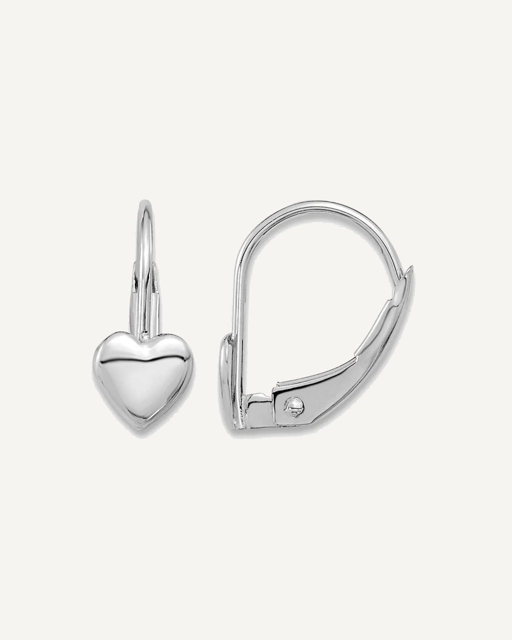 Gold Childrens Heart Leverback Earrings – View 1