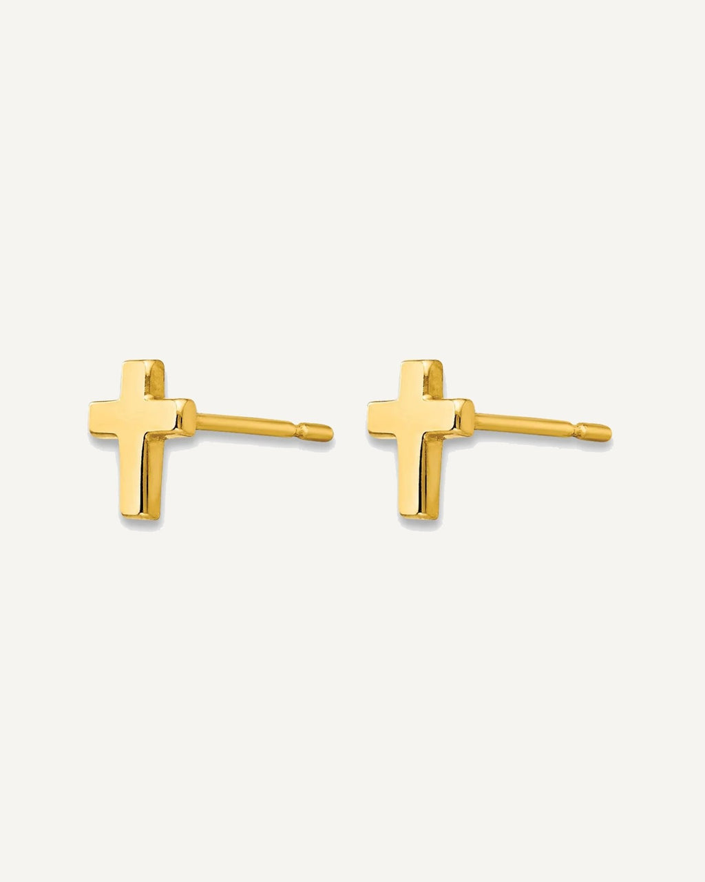 Gold Childrens Cross Post Earrings – View 2