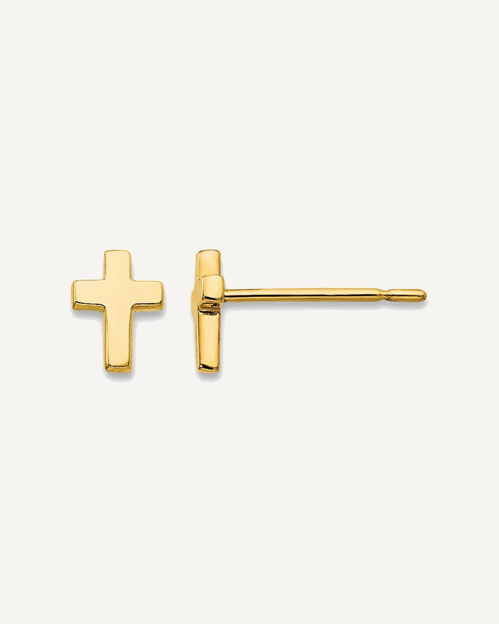Gold Childrens Cross Post Earrings – View 1