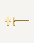Gold Childrens Cross Post Earrings – View 1