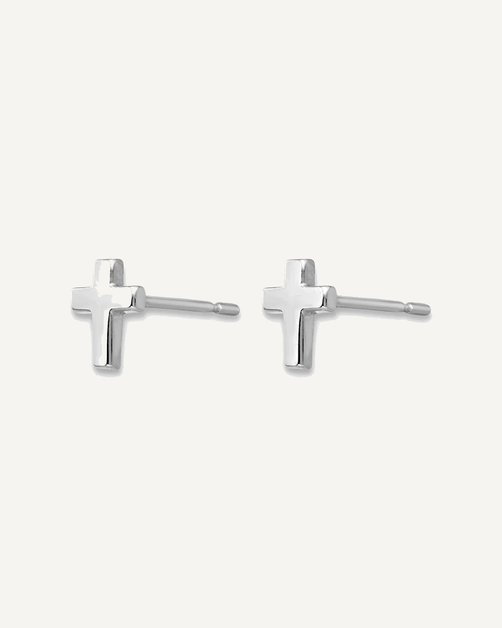 Gold Childrens Cross Post Earrings – View 7