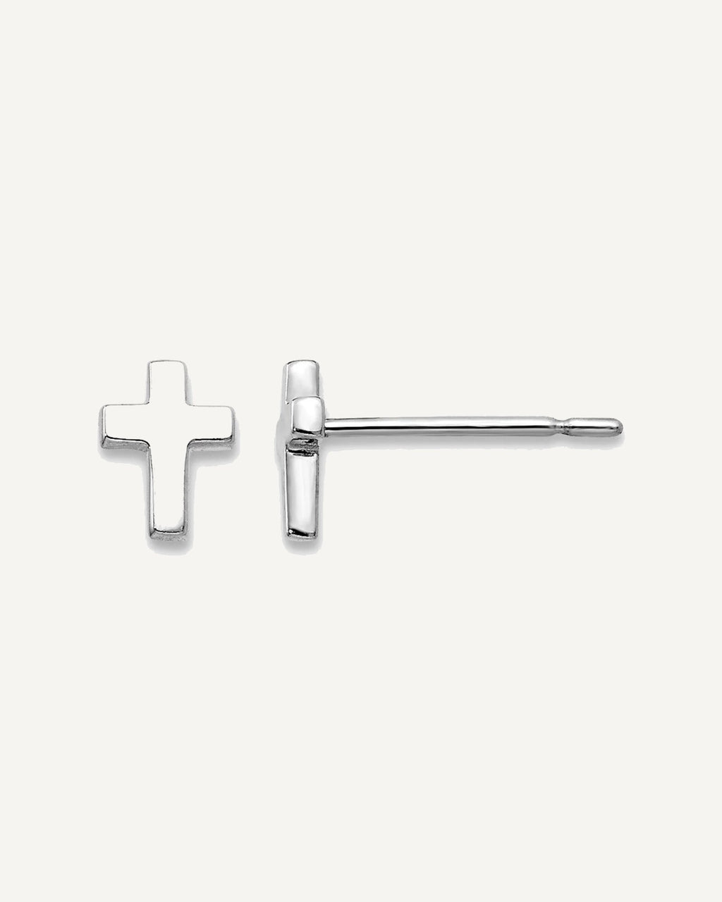 Gold Childrens Cross Post Earrings – View 6