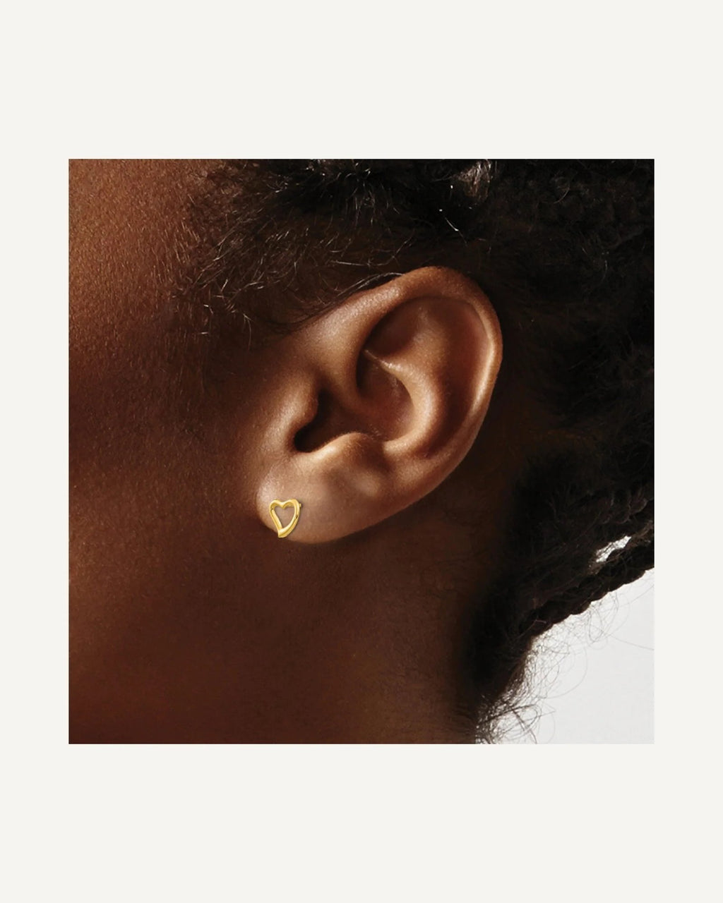 Gold Children's Heart Earrings – View 8