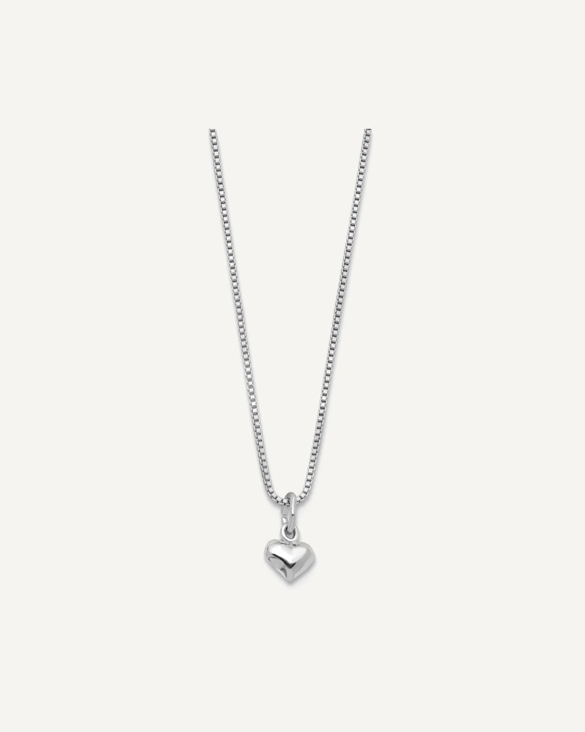 Sterling Silver Polished Puffed Heart 14 inch Necklace with Pink Gift Pouch – View 2