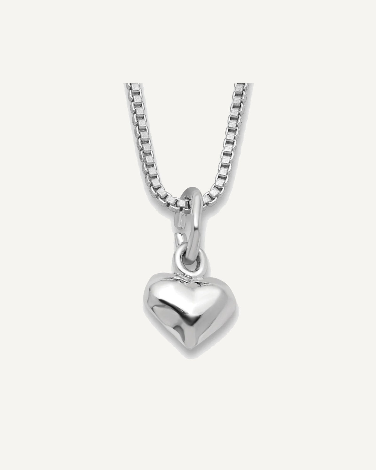Sterling Silver Polished Puffed Heart 14 inch Necklace with Pink Gift Pouch – View 1