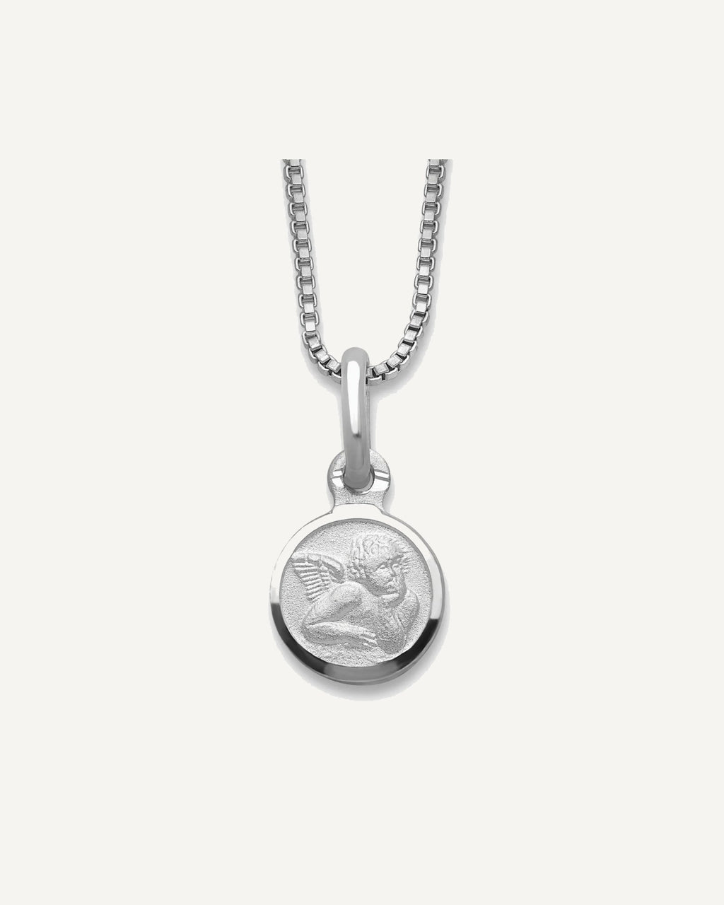 Sterling Silver Satin Angel 14 inch Necklace with Pink Gift Pouch – View 1
