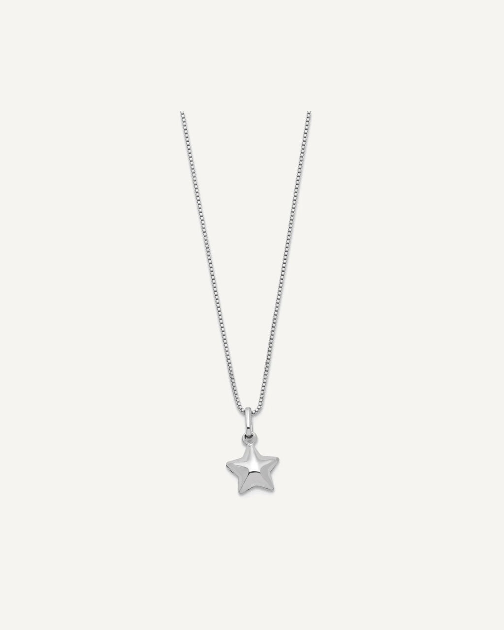 Sterling Silver Rhodium-plated Polished 3-D Puffed Star 14 inch Necklace with Pink Gift Pouch – View 3