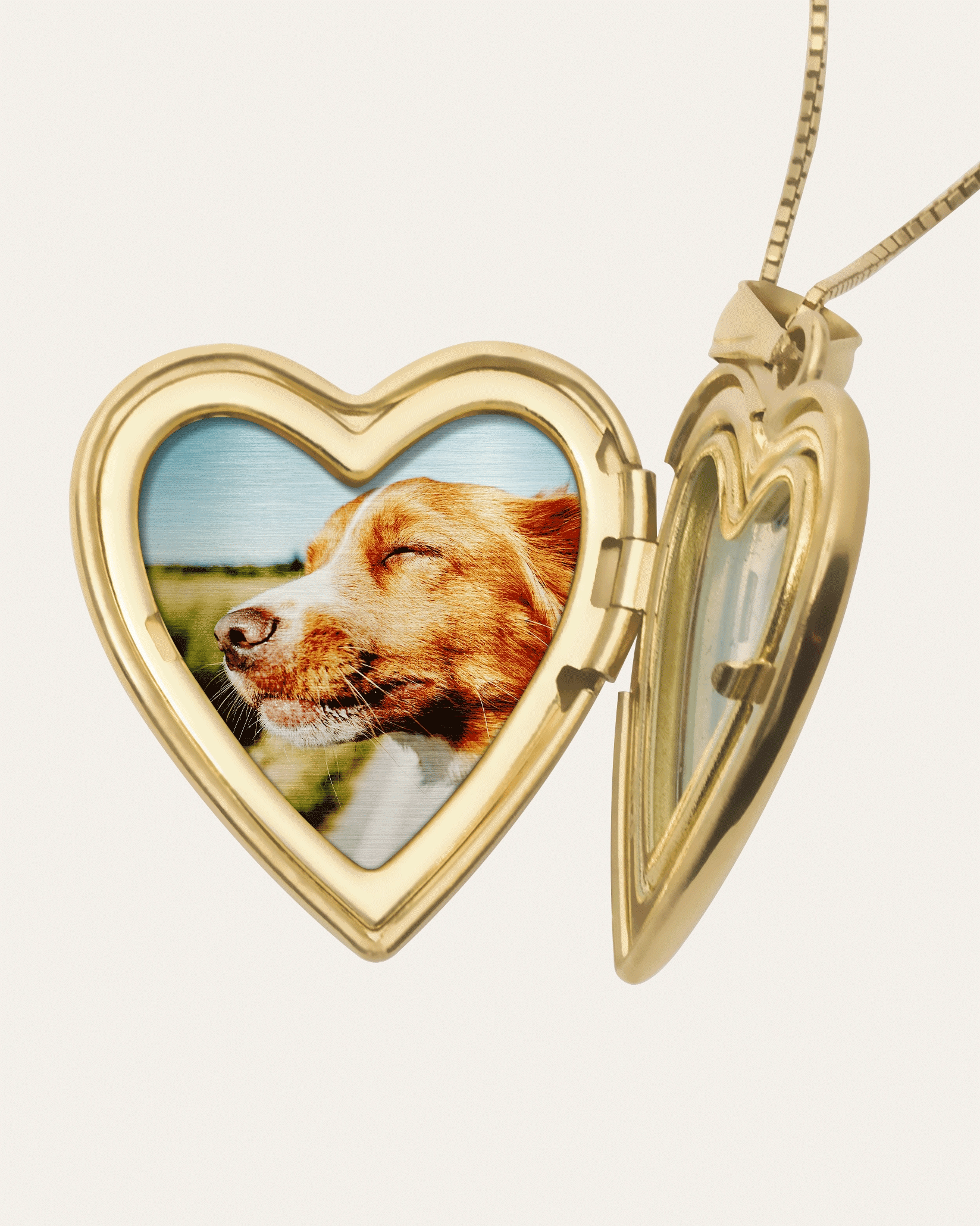 The locket shown open