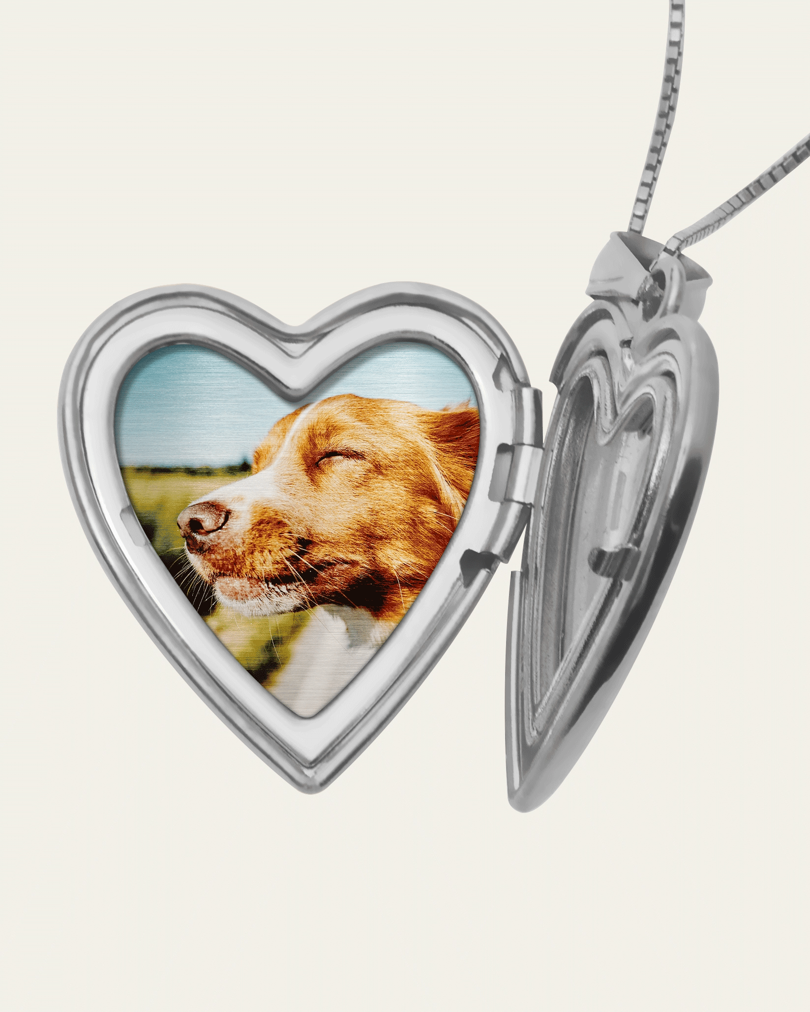 The locket shown open