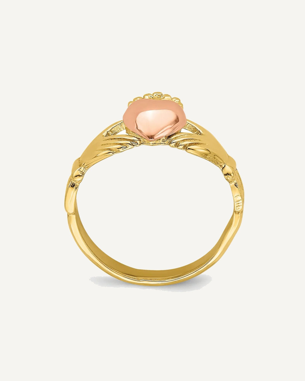 14k Two-tone Claddagh Size 1 Ring – View 2