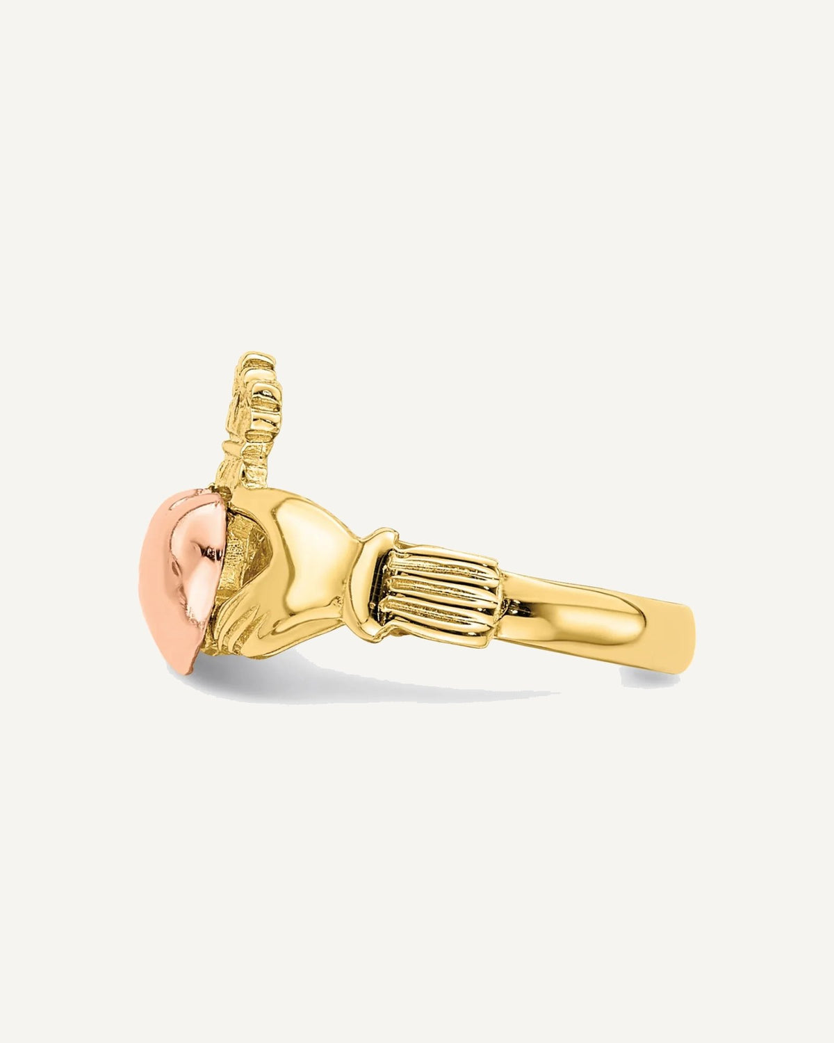 14k Two-tone Claddagh Size 1 Ring – View 3
