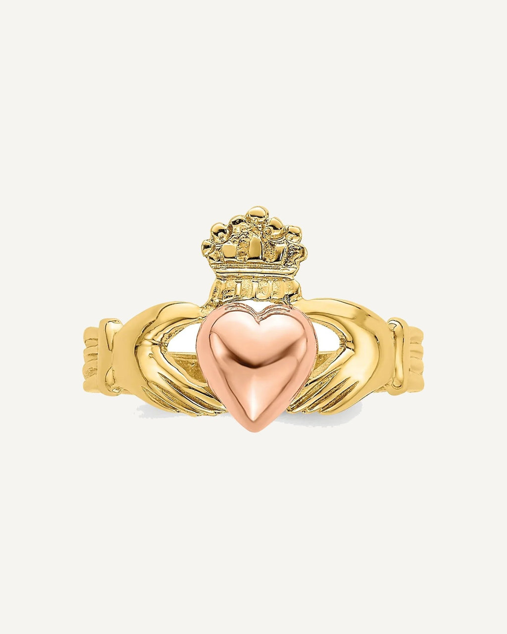 14k Two-tone Claddagh Size 1 Ring – View 5