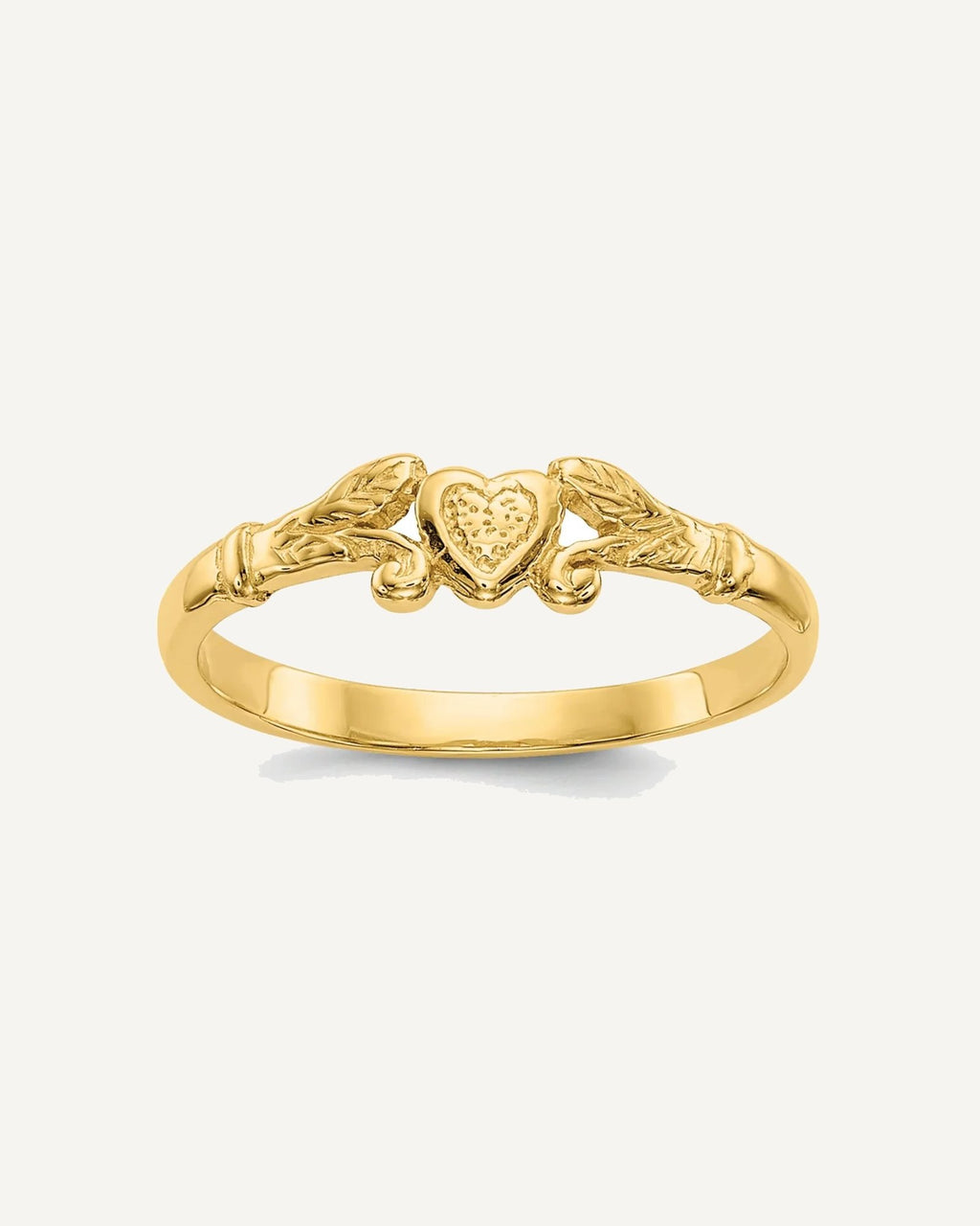 Gold Polished Heart Children's Rings – View 1