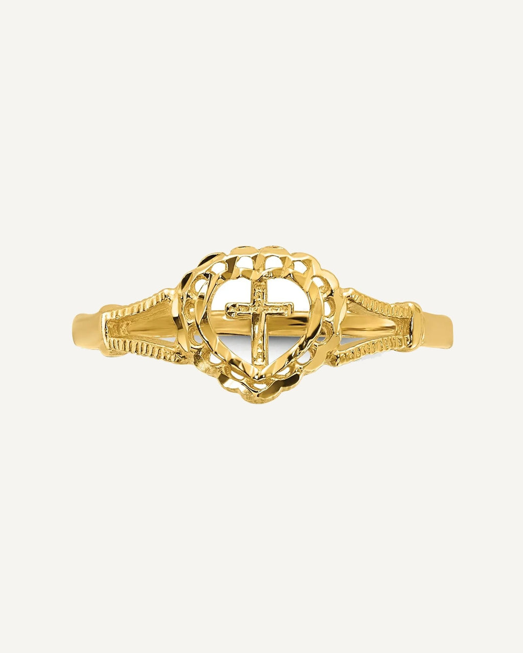 Gold Polished Children's Cross Rings – View 4